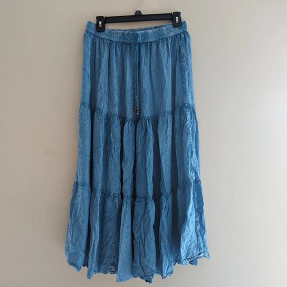 Denim Blue Midi Skirt (M) (Mile Gabrielle) - Picture 1 of 3